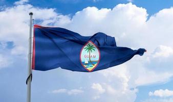 Guam flag - realistic waving fabric flag. photo