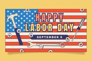 Flat labor day horizontal banner template. - Vector. vector