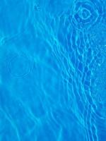 Defocus blurred blue watercolor in swimming pool rippled water detail background. Water splash, water spray background. photo