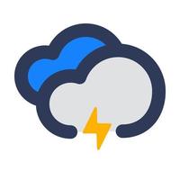 nube de trueno con icono sombreado vector