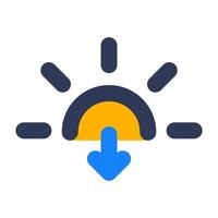 signo de puesta de sol con icono sombreado vector