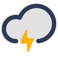 nube de trueno con icono sombreado vector