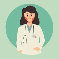 a portrait of woman doctor with stethoscope illustration vector
