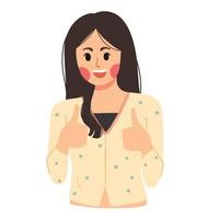 Woman with both thumbs up and good gestures illustration vector