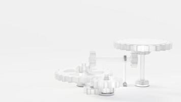 Minimal concept. White gear. on white background. Concept, Idea drive and development. photo