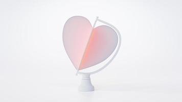 Pink heart on rotating platform. on white background. photo