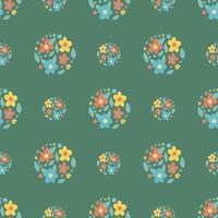 colorful flower seamless pattern in green color for fabric pattern vector