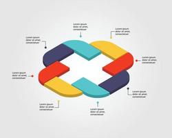 colorful chart template for infographic for presentation for 8 element vector