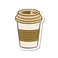 a cup of hot coffee sticker vector