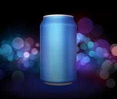 Aluminum can with background abstract, colorful defocused circular. 3d render photo