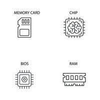 conjunto de iconos de componentes de computadora. componentes de computadora paquete de elementos de vector de símbolo para web de infografía