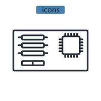 Los iconos de las placas base simbolizan los elementos vectoriales para la web infográfica. vector