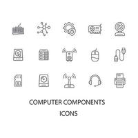 conjunto de iconos de componentes de computadora. componentes de computadora paquete de elementos de vector de símbolo para web de infografía