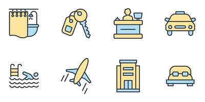 conjunto de iconos de servicio de hotel. elementos de vector de símbolo de paquete de servicio de hotel para web de infografía