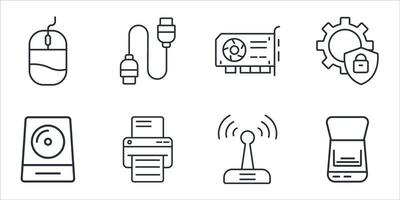 computer components icons set . computer components pack symbol vector elements for infographic web