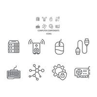 computer components icons set . computer components pack symbol vector elements for infographic web