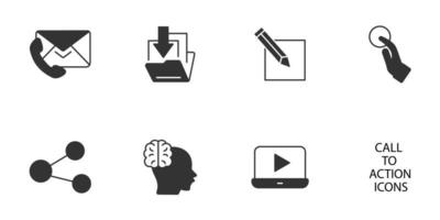 conjunto de iconos de llamada a la acción. elemento de vector de símbolo de paquete de llamada a la acción para web de infografía