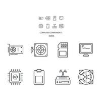 computer components icons set . computer components pack symbol vector elements for infographic web