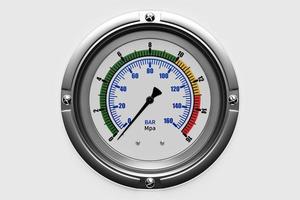 3d illustration of a round barometer with markings up to 160 on a white  isolated background photo