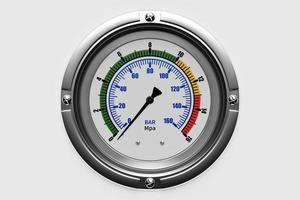 3d illustration of a round barometer with markings up to 160 on a white  isolated background photo