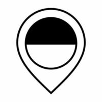 bandera de ucrania en el icono de ubicación del pin estilo blanco y negro vector