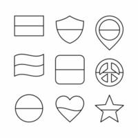 Ukraine Flag Icon Set Line Style vector