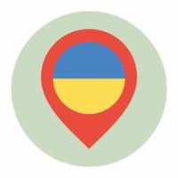 Ukraine Flag Location Icon in round flat style vector