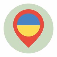 Ukraine Flag Location Icon in round flat style vector