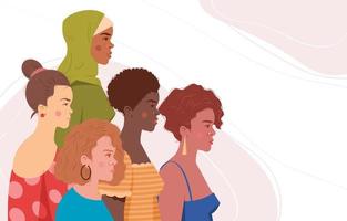 Flat Portrait of Multiracial Woman Background vector