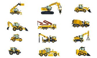 collection of construction vehicles in vector shape