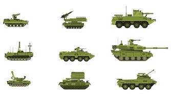 vector-shaped collection of war vehicles vector