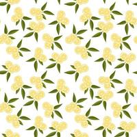 Vector seamless pattern with lemons and leaves. On a white background