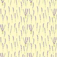 Seamless pattern lavender flowers pattern on yellow background. Floral vector pattern.