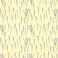 Seamless pattern lavender flowers pattern on yellow background. Floral vector pattern.