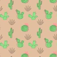patrón sin costuras con cactus en el fondo del desierto en estilo de dibujos animados.ilustración vectorial vector
