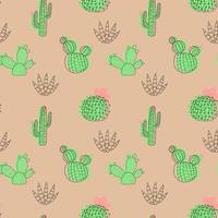 seamless pattern with cactus on desert background in cartoon style.Vector illustration vector
