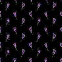 Seamless pattern lavender flowers pattern on black background.Floral vector pattern