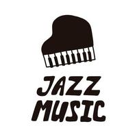 cartel de letras música de jazz con piano