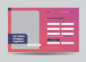 Website Signup Form or Web Registration Form Design or Site Overlay Design vector