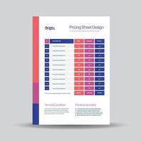 Pricing Sheet Design, Costing Flyer or Pricing table comparison, Invoice Design vector