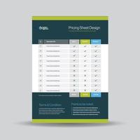 Pricing Sheet Design, Costing Flyer or Pricing table comparison, Invoice Design vector