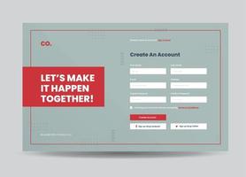 Website Signup Form or Web Registration Form Design or Site Overlay Design vector