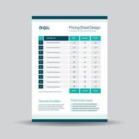 Pricing Sheet Design, Costing Flyer or Pricing table comparison, Invoice Design vector