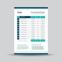 Pricing Sheet Design, Costing Flyer or Pricing table comparison, Invoice Design vector