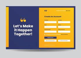 Website Signup Form or Web Registration Form Design or Site Overlay Design vector