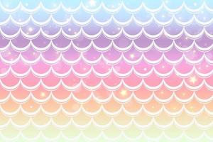 Pastel background with mermaid scales and magic stars. Pattern with tail on gradient. Marine underwater backdrop. Vector