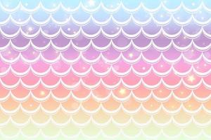 Pastel background with mermaid scales and magic stars. Pattern with tail on gradient. Marine underwater backdrop. Vector