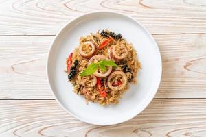 Basil and Spicy Herb Fried Rice with Squid or Octopus photo