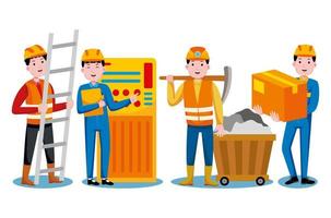 Set of professions characters and objects in flat design style vector