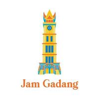 Jam Gadang in flat design style vector